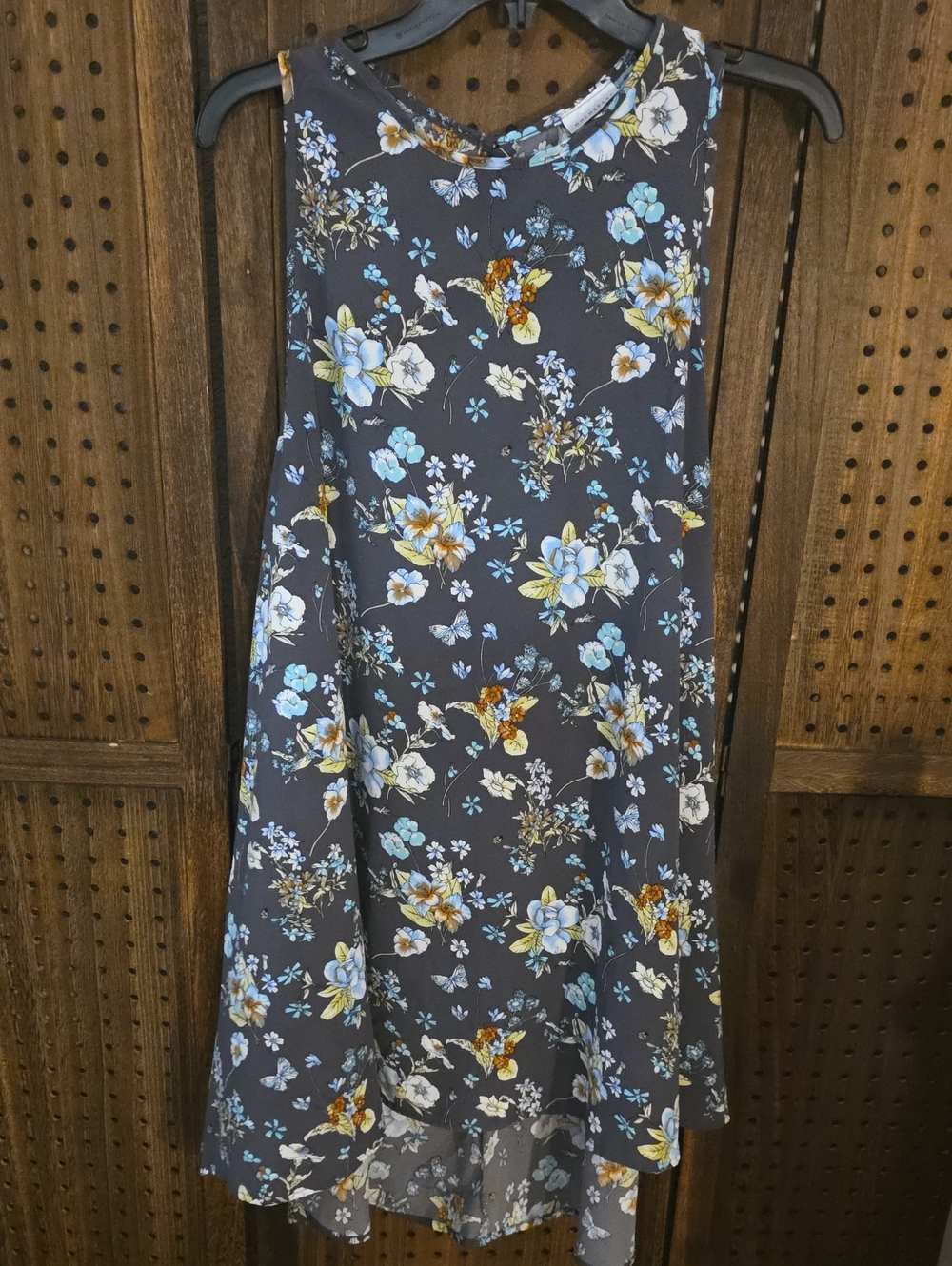 Floral A-Line Women's Skirt in Navy with Blue & Cream Flowers